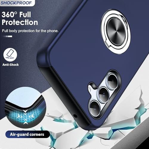 LeYi Samsung A55 tok edzett üveg, kamera védelem, 2 darabos, gyűrűtartó, ütésálló TPU