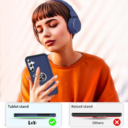 LeYi Samsung A55 tok edzett üveg, kamera védelem, 2 darabos, gyűrűtartó, ütésálló TPU