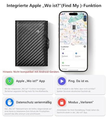 Auskang Smart Slim pénztárca – Kompatibilis iOS Hol van? Find My alkalmazással