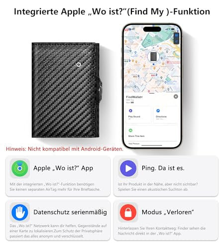 Auskang Smart Slim pénztárca – Kompatibilis iOS Hol van? Find My alkalmazással