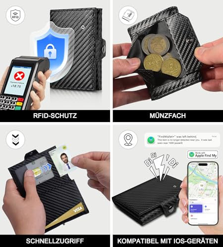 Auskang Smart Slim pénztárca – Kompatibilis iOS Hol van? Find My alkalmazással