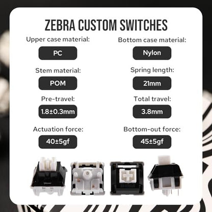 EPOMAKER Zebra 40gf lineáris mechanikus billentyűkapcsolók 5 tűs, előre zsírozott