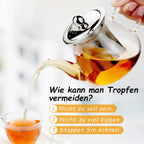 Honneeo üveg teáskanna 450 ml levehető rozsdamentes acél szűrővel