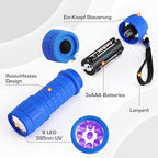EverBrite Mini UV zseblámpa 6 darabos, 395nm fekete fény lámpa 18 AAA elemmel