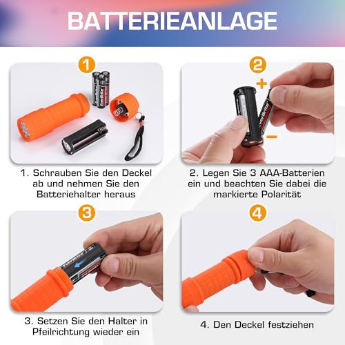 EverBrite Mini UV zseblámpa 6 darabos, 395nm fekete fény lámpa 18 AAA elemmel