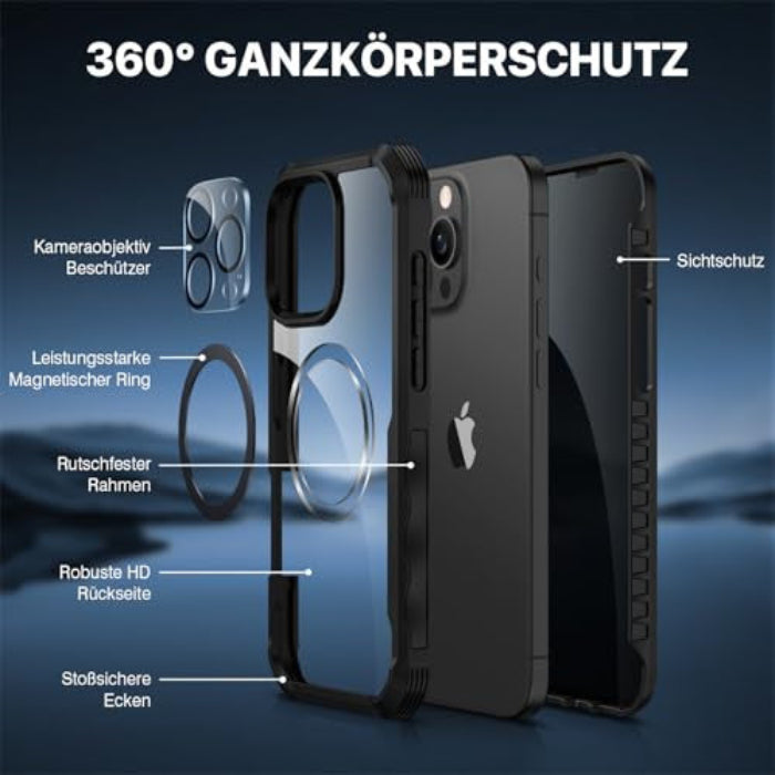 CENHUFO iPhone 16 Pro Max tok beépített privát edzett üvegfólia, MagSafe