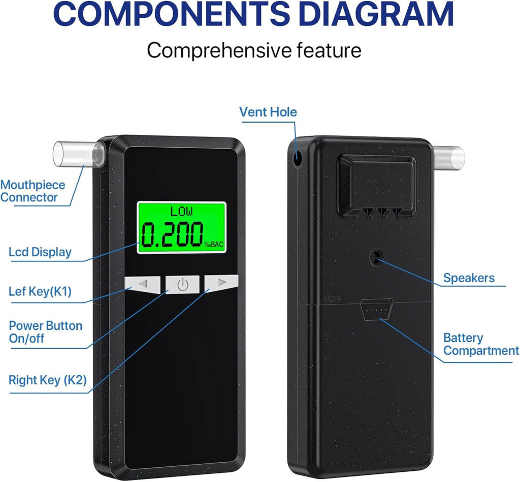 Breathalyser Police Accurate alkoholszonda digitális LCD kijelző