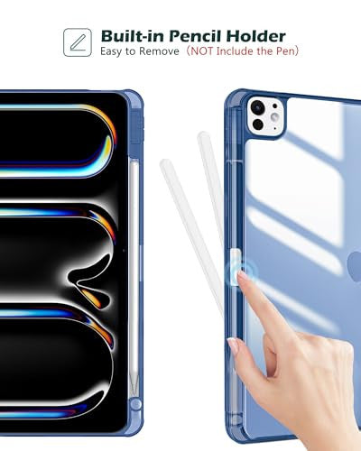 ProCase Smart tok iPad Pro 11 hüvelyk M5 2025/M4 2024 ceruzatartóval, átlátszó