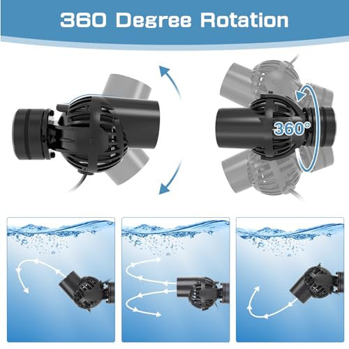 hygger 6W akváriumi hullámpumpa fekete, kerámia, 360° forgatható, 5000L/H, 230V