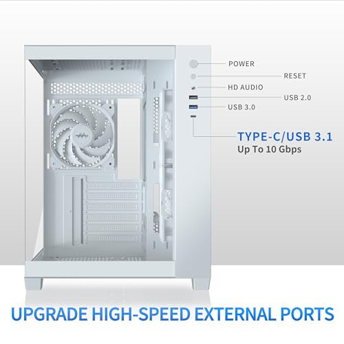 MUSETEX Y6 számítógépház ATX, 6 PWM ARGB ventilátorral, 360 mm keréktámogatás