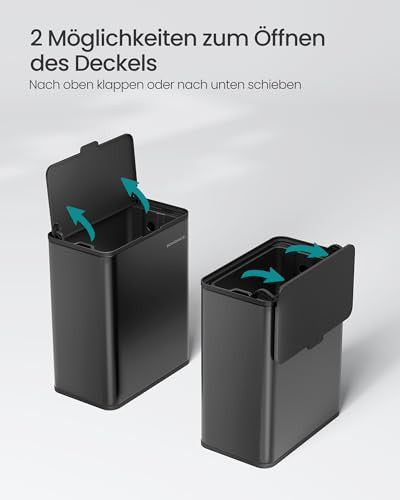 SONGMICS LTB810B01 konyhai szemetes, 8 L, acél, fedeles, ajtóra vagy falra