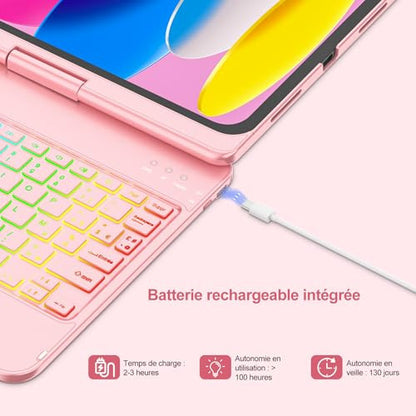 MMK billentyűzet tok iPad 10.9 hüvelyk 10. generáció 2023/2022, 360 fokban forgatható