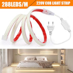 Wisada AC220-240V neon LED szalag öntapadós, 2m 288LED/m szuperfényes rugalmas FCOB