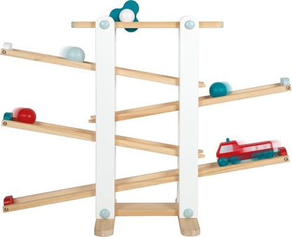 small foot fa golyópálya, XL motoros játék 3 golyóval és tűzoltó járművel 18+ hónap