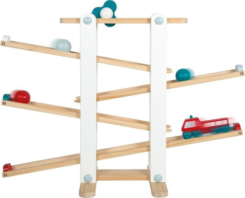 small foot fa golyópálya, XL motoros játék 3 golyóval és tűzoltó járművel 18+ hónap