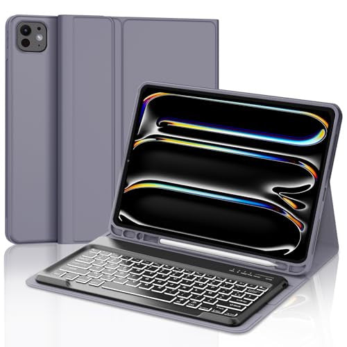 JADEMALL AZERTY billentyűzet tok iPad Pro 13 hüvelyk M4 2024, levehető mágneses