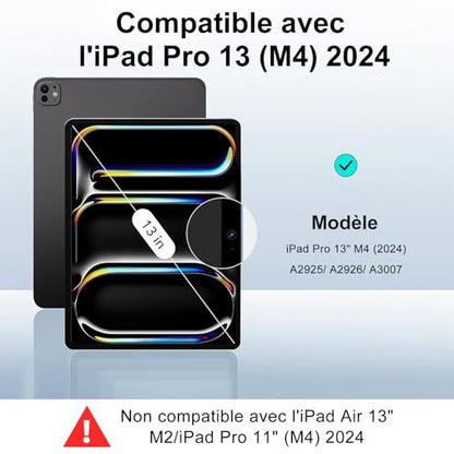 JADEMALL AZERTY billentyűzet tok iPad Pro 13 hüvelyk M4 2024, levehető mágneses