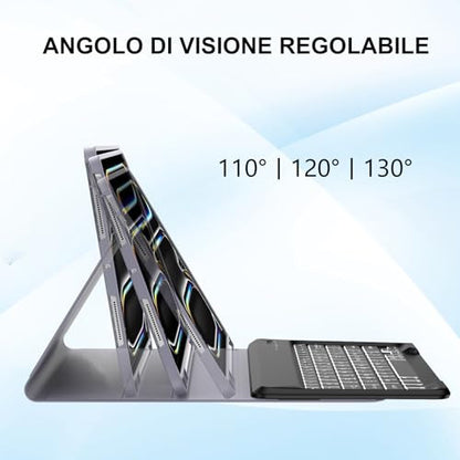 JADEMALL AZERTY billentyűzet tok iPad Pro 13 hüvelyk M4 2024, levehető mágneses