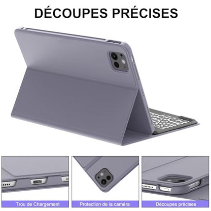 JADEMALL AZERTY billentyűzet tok iPad Pro 13 hüvelyk M4 2024, levehető mágneses