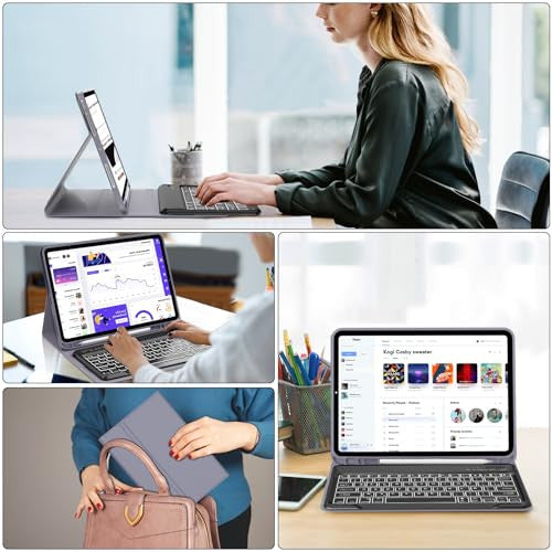 JADEMALL AZERTY billentyűzet tok iPad Pro 13 hüvelyk M4 2024, levehető mágneses