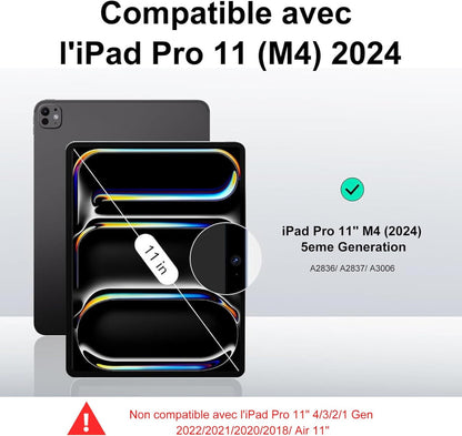 JADEMALL iPad Pro 11 tok billentyűzet 2024, M4, AZERTY, háttérvilágítású, Bluetooth