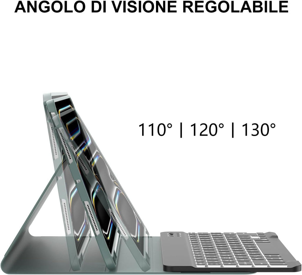 JADEMALL iPad Pro 11 tok billentyűzet 2024, M4, AZERTY, háttérvilágítású, Bluetooth