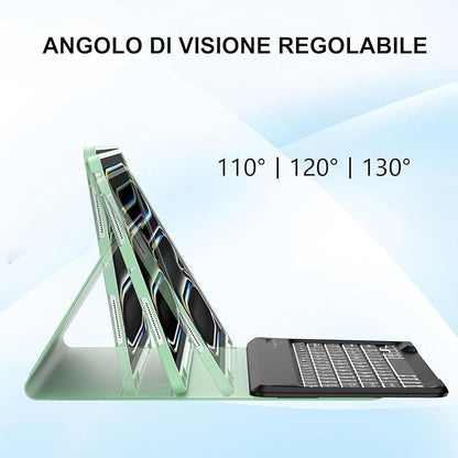 JADEMALL AZERTY billentyűzet tok iPad Pro 13 hüvelyk M4 2024, levehető mágneses
