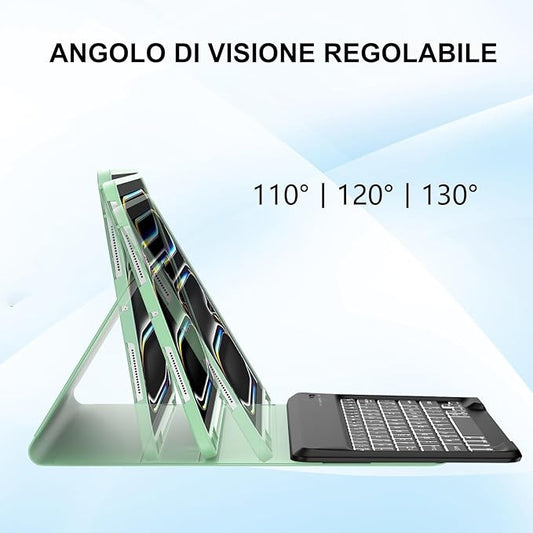 JADEMALL AZERTY billentyűzet tok iPad Pro 13 hüvelyk M4 2024, levehető mágneses