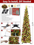 HMASYO 180 cm pop-up műfenyő 100 LED-del USB