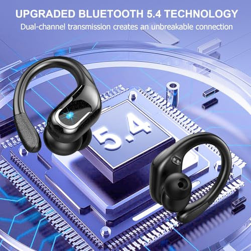 Vezeték nélküli Earbuds Sport, Bluetooth 5.4 fejhallgató 75 óra lejátszás fül feletti