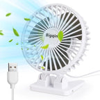 Bigqin USB asztali ventilátor mini, 3 sebesség, 90° állítható, fehér