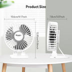 Bigqin USB asztali ventilátor mini, 3 sebesség, 90° állítható, fehér