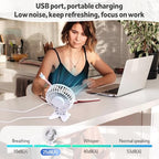 Bigqin USB asztali ventilátor mini, 3 sebesség, 90° állítható, fehér