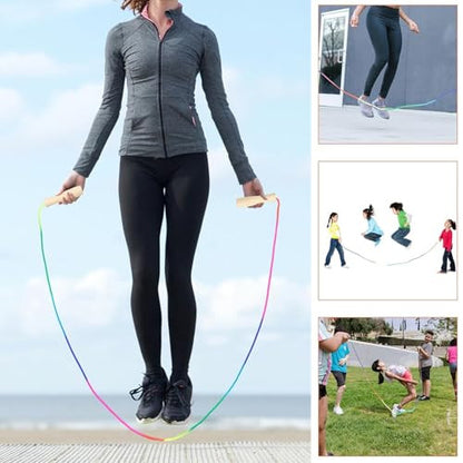 Springseil 260 cm gyerek ugrálókötél állítható, kopásálló, fa fogantyú, szivárvány