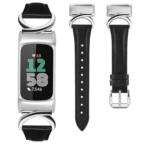 TOYOUTHS bőrszíj Fitbit Charge 6/5 kompatibilis női karcsú, elegáns, C-alakú csattal