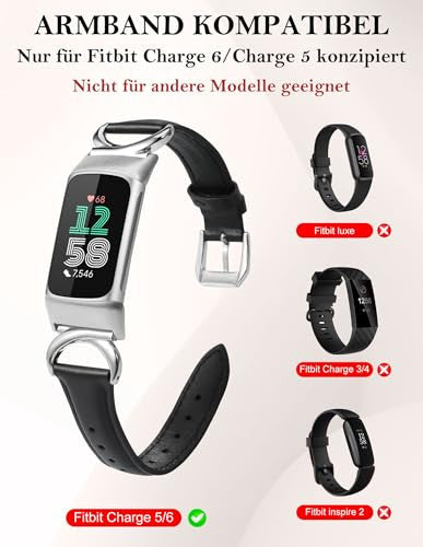 TOYOUTHS bőrszíj Fitbit Charge 6/5 kompatibilis női karcsú, elegáns, C-alakú csattal