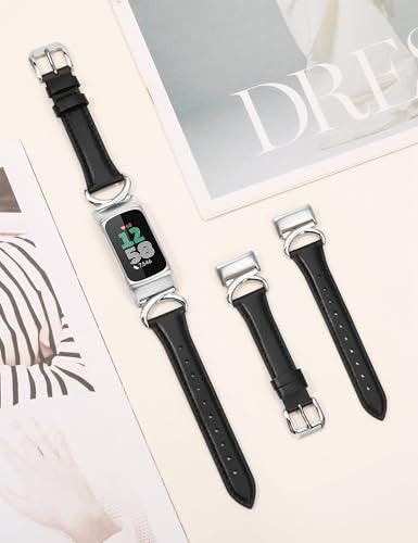 TOYOUTHS bőrszíj Fitbit Charge 6/5 kompatibilis női karcsú, elegáns, C-alakú csattal