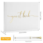 Guest Book esküvői album 100 üres oldal, tollal, fehér