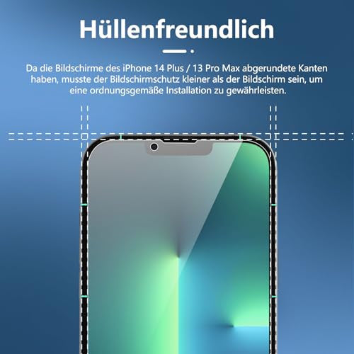 NEW'C 3 darabos edzett üveg iPhone 13 Pro Max, iPhone 14 Plus 6,7 hüvelyk adatvédelmi