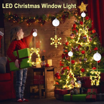 LED karácsonyi világítás ablakra, 4 darabos LED tapadókorongos karácsonyi fények, LED