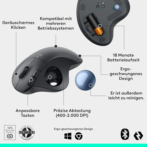 Logitech ERGO M575S vezeték nélküli trackball egér grafit