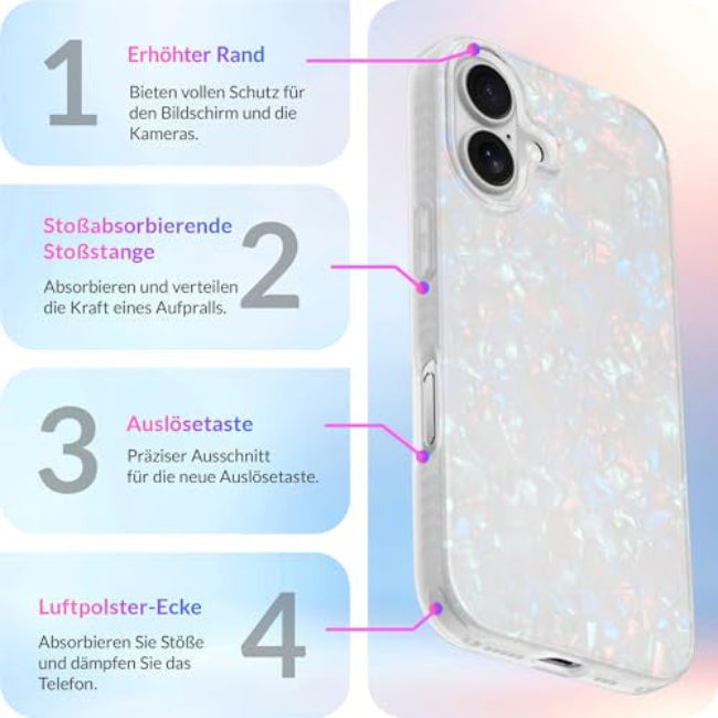 LONLI Hue - iPhone 16 tok fehér gyöngyház