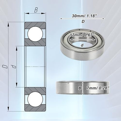 ABSOPRO 6903Zz mélyhornyú golyóscsapágy P6 17x30x7mm kenve, dupla fém tömítés, ezüst