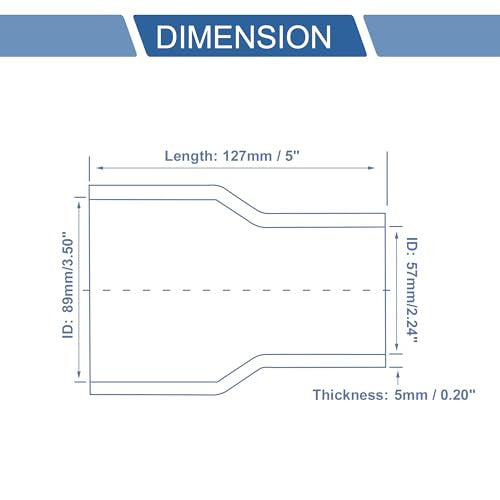 ABSOPRO 1 darab 57-89mm/2,24"-3,50" id 127mm/5,00" hossz 0 fok szilikon hűtőcső