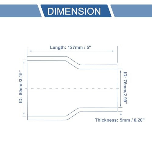ABSOPRO 1 darab 76-80mm/2,99"-3,15" ID 127mm/5,00" hossz 0 fokos szilikon cső kék