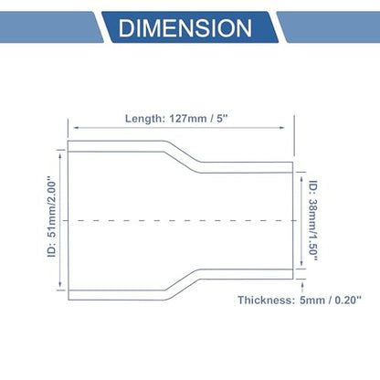ABSOPRO 1 darab 38-51mm/1,50"-2,01" ID 127mm/5,00" hosszúságú 0 fokos szilikon