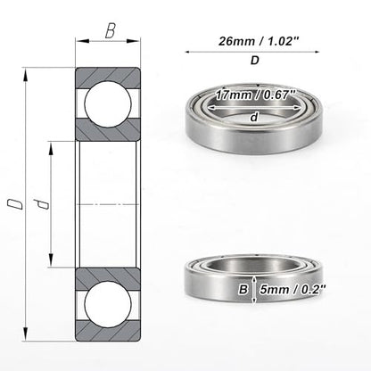 ABSOPRO 6803Zz mélyhornyú golyóscsapágy P6 17x26x5mm, kenve, dupla fém tömítés