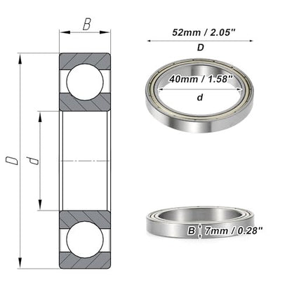 ABSOPRO 6808Zz mélyhornyú golyóscsapágy P6 40x52x7mm, kenve, dupla fém tömítés