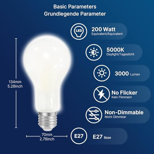 FLSNT E27 csavaros izzó 18W A70 LED 5000K, 2 darabos