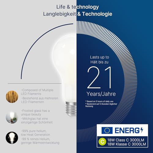 FLSNT E27 csavaros izzó 18W A70 LED 5000K, 2 darabos